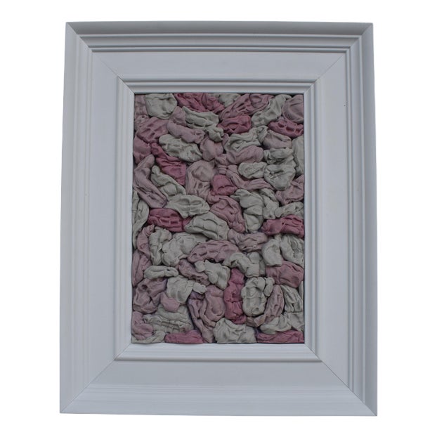 Framed Wall Relief in Pink and Gray with Recast Gum Forms in Dental Silicone, 2010s For Sale