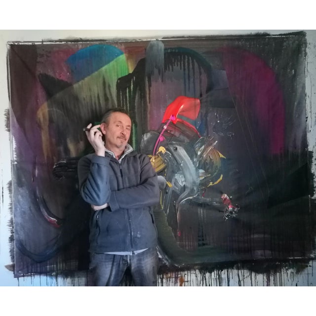 Leonide 2023 acrylic oil canvas 160x210x1 this work represents a landscape in a flow of untamed emotions. Using acrylics...