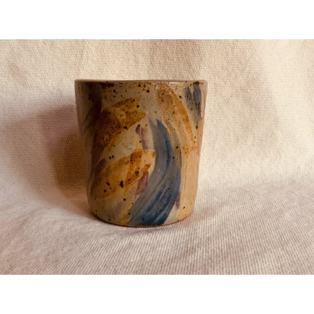 Brown Hand-Painted Stoneware Vessel With Copper Glaze For Sale - Image 8 of 12