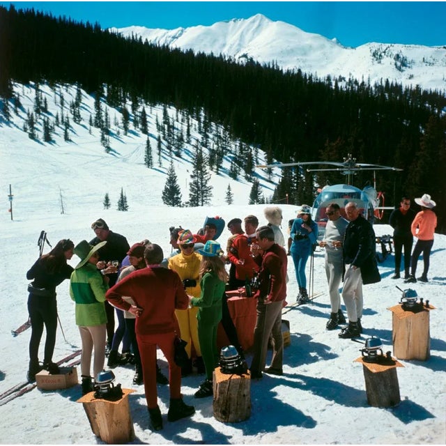 Snowmass Picnic (1967) Limited Estate Stamped (Photo By Slim Aarons) A stand-up fondue picnic for fashionable skiers at...