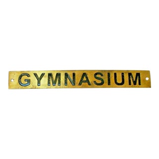 Vintage Brass School Gymnasium Sign For Sale