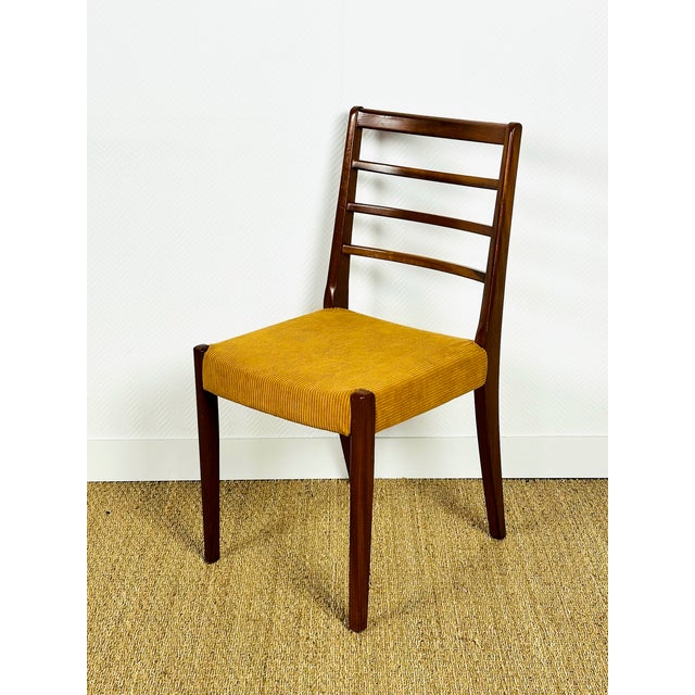 Brown Scandinavian Teak and Corduroy Dining Chairs, 1960, Set of 3 For Sale - Image 8 of 18