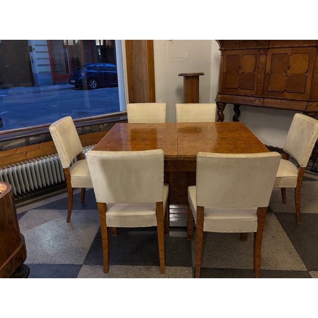 Art Deco Dining Table and Chairs in Birds-Eye Maple, 1920s, Set of 9 For Sale - Image 12 of 13