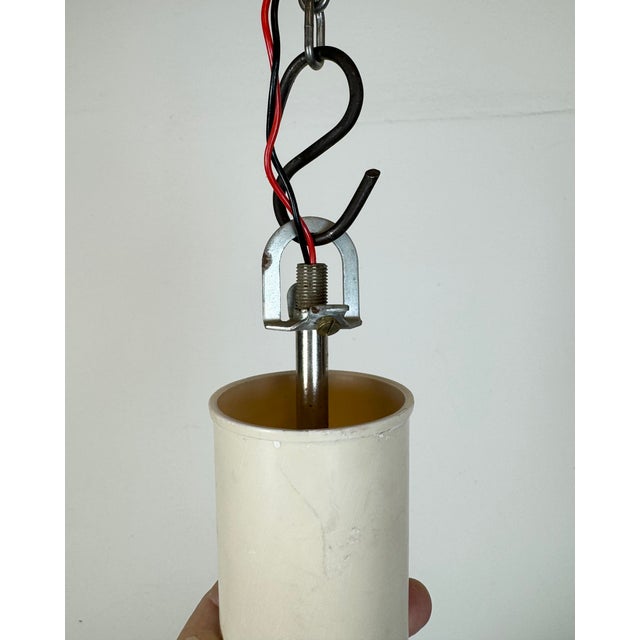 White Vintage Hanging Light with Milk Glass from Elektrosvit, 1960s For Sale - Image 8 of 14