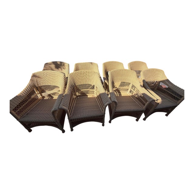 Brown Jordan Wicker Outdoor Dining Chairs For Sale