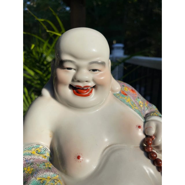 A very rare of Chinese politician launching Buddha statue on rosewood stand. Made by a famous Chinese artist : Zen...