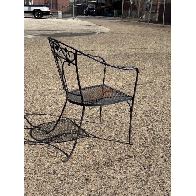 Mid 20th Century Salterini Style Wrought Iron Garden Patio Arm Chairs by Florentine Craft Studio For Sale - Image 12 of 13