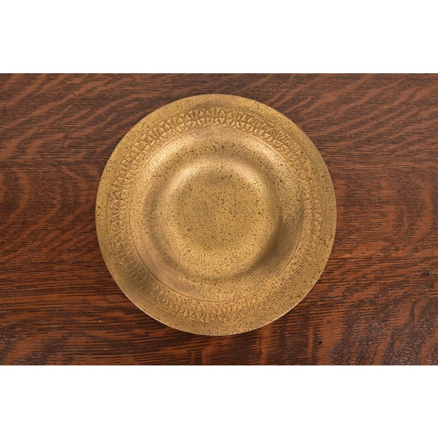 Early 20th Century Tiffany Studios New York Bronze Doré Shallow Bowl or Plate With Decorative Border For Sale - Image 5 of 13