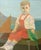 20th Century School, Portrait of a Child with Green Parrot, Oil on Canvas, 1961, signed "W. Leao" and dated lower right,...