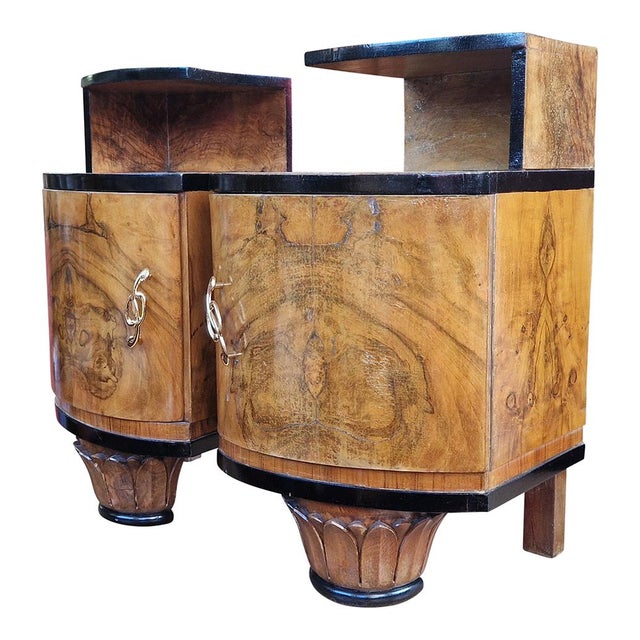 Art Deco Italian Bedside Tables, 1980s, Set of 2 For Sale - Image 3 of 7