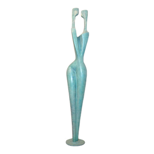 1980s Huge Modern Itzik Benshalom Figural Nude Couple Marble Patinated Bronze Statue
