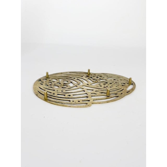 Silver Brass Trivet with Art Nouveau Decoration, France, 1920s For Sale - Image 8 of 11
