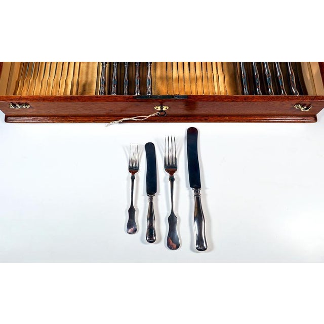 Art Nouveau Silver Cutlery Set for 12 in Display Case, Austria-Hungary, 1890s, Set of 112 For Sale - Image 5 of 10