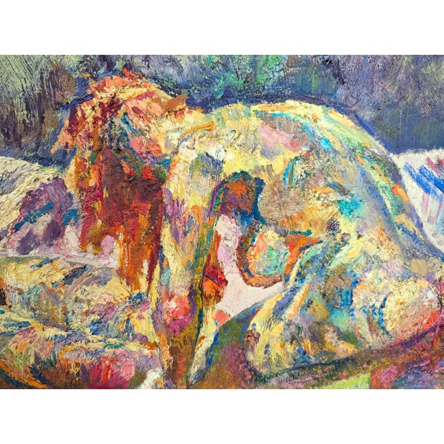 Niels Peter Bolt Early Naturalistic Painting of Two Lounging Nude Female Figures in Nature, 1954 For Sale - Image 10 of 11