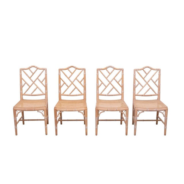1970s Regency Chippendale Chinese Chairs with Woven Cane, 1970s, Set of 4 For Sale - Image 5 of 12