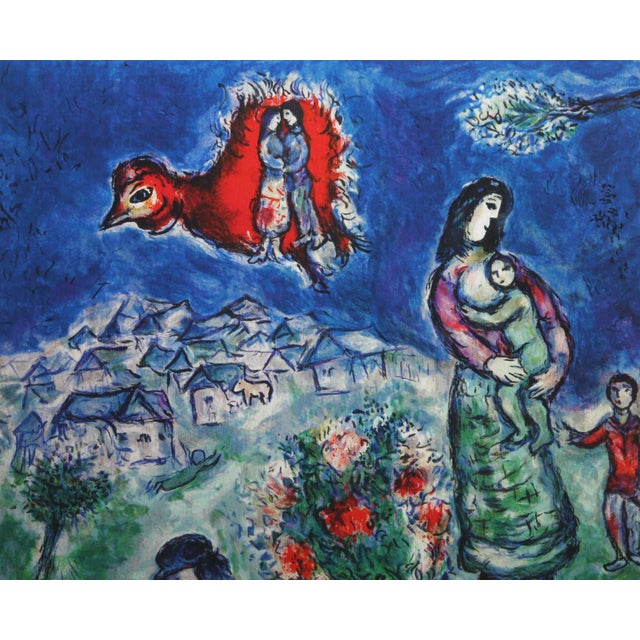 Modern Sur La Route Du Village (On the Village Road), Marc Chagall Giclee on Paper, Signed in Plate For Sale - Image 3 of 4