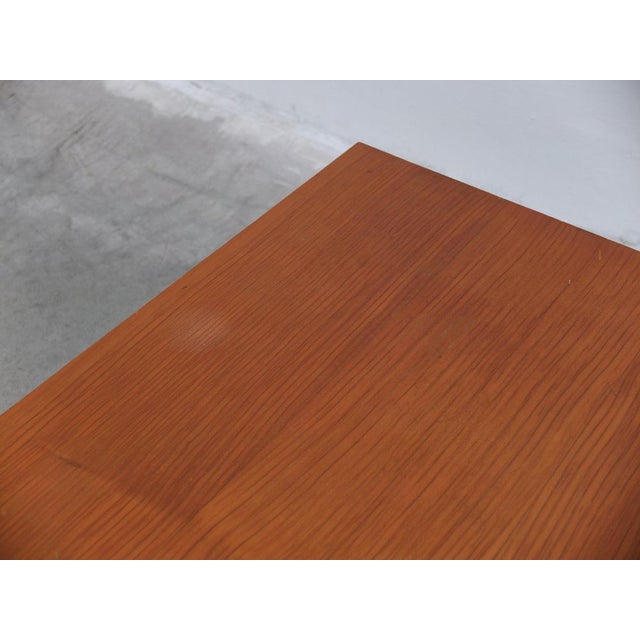 Brown Modernist Cherry Wood & Metal Coffee Table by Jules Mijs, 1959 For Sale - Image 8 of 9