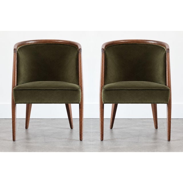 Mid-Century Modern Harold Schwartz Lounge Chairs in Olive Velvet, C. 1950s For Sale - Image 3 of 7