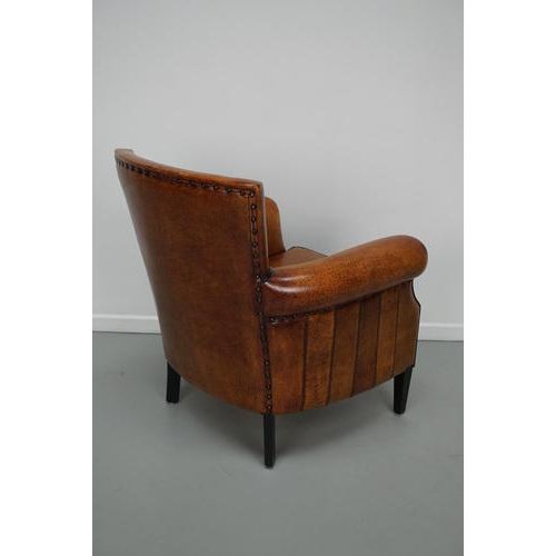 Vintage Dutch Cognac Club Chair in Leather For Sale - Image 3 of 18