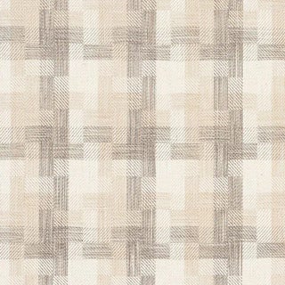 Sample - Schumacher Boro Plaid Fabric in Natural For Sale