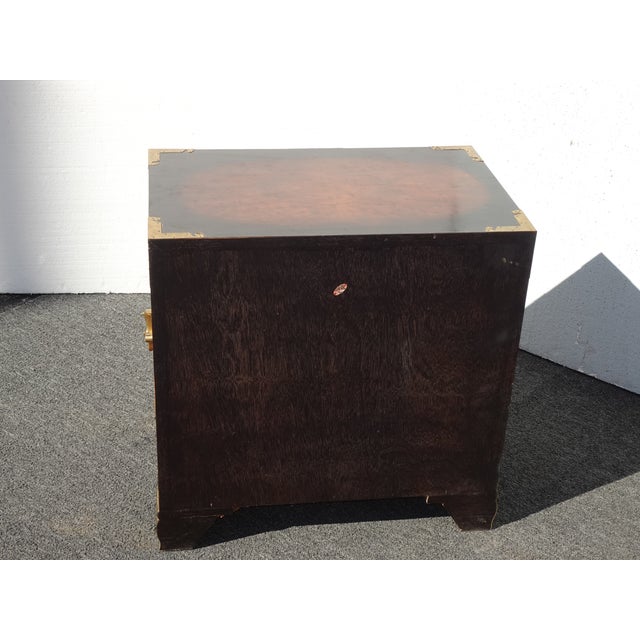 Vintage Asian Korean Tansu Style Burl Cabinet Side Table W Brass Hardware For Sale - Image 14 of 14