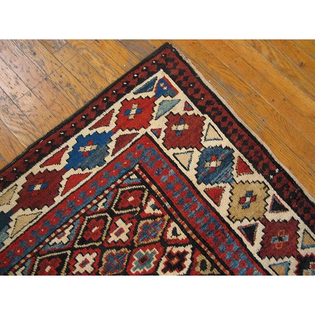 Early 20th Century 1900s Multicolor Geometric Antique Nw Persian Rug 3'4" X 8'8" Handknotted Wool Carpet For Sale - Image 5 of 6
