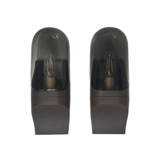 Vintage Space Age Wall Lamps in Smoked Glass, 1970s, Set of 2 For Sale - Image 15 of 15