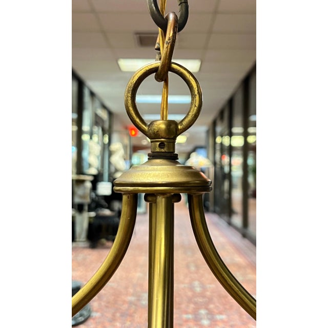 Brass Vintage Brass six lighLantern in English Regency Georgian American Federal Style For Sale - Image 8 of 12