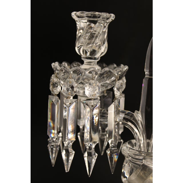 Baccarat France Crystal Bambous Tors 2-Light Candelabra Lustre, Signed For Sale - Image 11 of 11