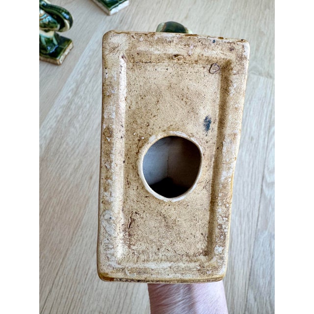 1960s Mid-Century Sancai Glaze Ceramic Elephant Pedestal Trio - Shelf Scale For Sale - Image 9 of 10