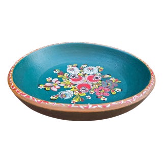 Vintage Painted Wooden Bowl, 1960s For Sale