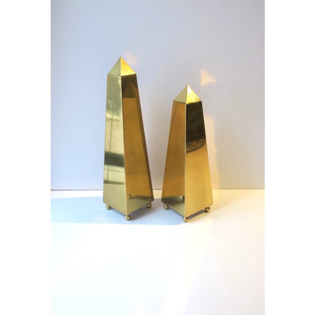 Late 20th Century Brass Obelisks, Set/Pair For Sale - Image 5 of 9