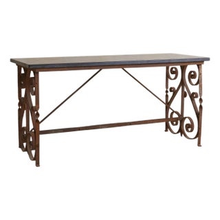 French Cast Iron + Soapstone Console Table, 1940s For Sale