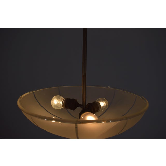Vintage Glass Disc Pendant Light, 1940s For Sale - Image 6 of 11