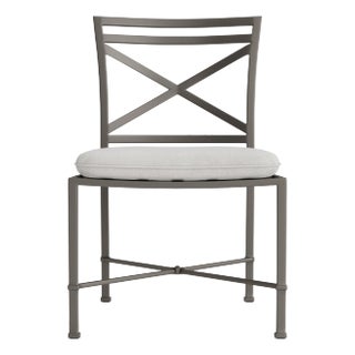 Brown Jordan Venetian Side Chair, Mica frame with Fusion Dove fabric For Sale