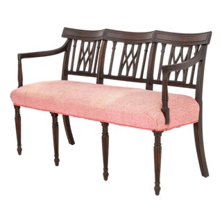 Mid 20th Century Federal Style Mahogany Three-Seat Bench For Sale