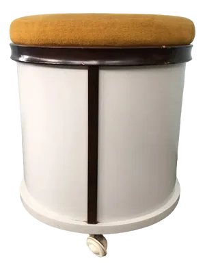 Wooden Storage Pouf on Wheels, Italy, 1970s