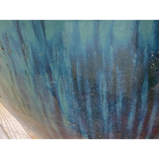 Transitional Vintage Handpainted Glazed Large Ceramic Planter For Sale - Image 3 of 12