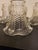 Early to 19th century pressed glass ruffled art deco, clear glass shades in excellent condition with normal signs of wear...