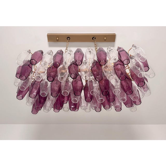 Purple Amethyst and Clear Glasses Murano Poliedri Chandelier by Carlo Scarpa, 1990s For Sale - Image 8 of 18