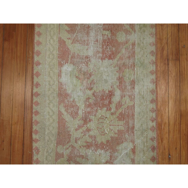 Soft Pink Antique Oushak Runner - 2' x 8'6" For Sale In New York - Image 6 of 6