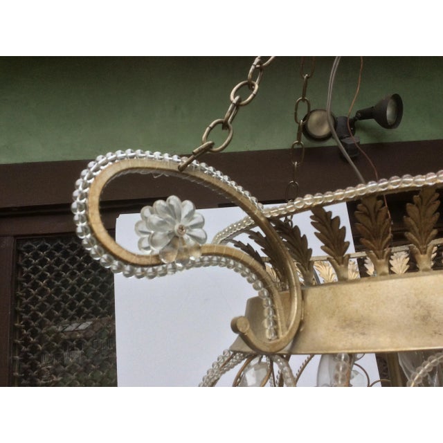 Vintage Crystal & Silvered Tole Hanging Lantern For Sale - Image 4 of 9