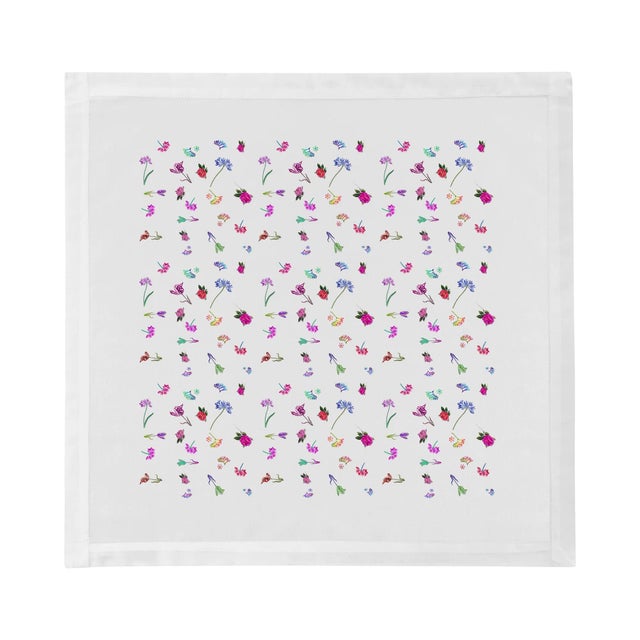 Illustration Pistils Tossed Cotton Sateen Dinner Napkins, Set of 8 For Sale - Image 3 of 6