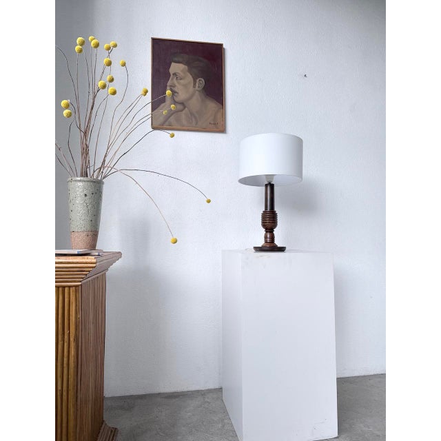 Vintage Art Deco Oak Desk Lamp, 1940s For Sale - Image 3 of 18