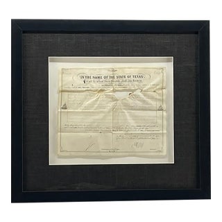 Antique Texas Land Grant 1853 For Sale