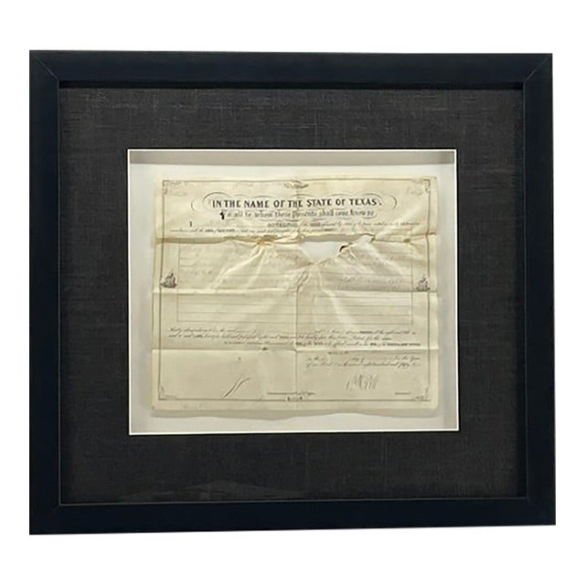 Antique Texas Land Grant 1853 For Sale