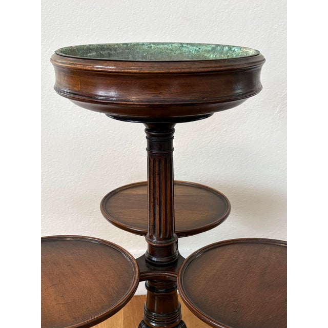 Neoclassical Mahogany Four Top Plant Stand/Server With Copper Liner For Sale - Image 9 of 9