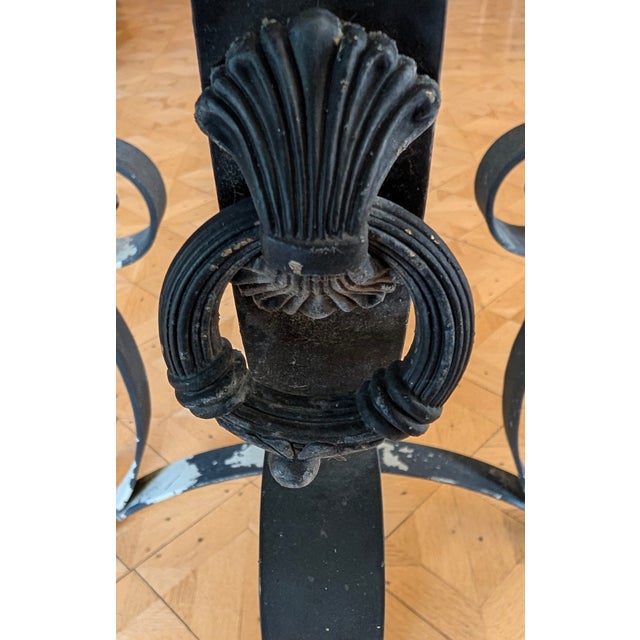 Vintage Distressed Wrought Iron & Glass Garden Side Table For Sale - Image 4 of 9
