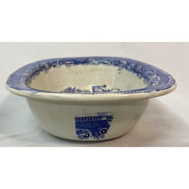 English Antique Blue Willow Oval Bowl Made in England For Sale - Image 3 of 10