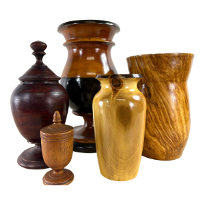 Vintage Complementary Grouping of Hand Turned Wooden Vessels